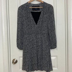 Maeve - Anthropologie | Long Sleeve Fit & Flare Black w White Pattern Dress | SP
